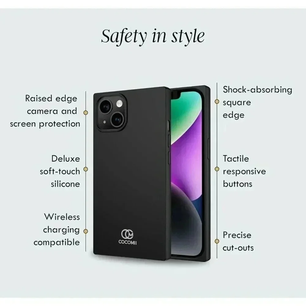 Cocomii Rectangle Case For iPhone‎ 15 Plus Silicone Luxury Slim Shockproof Black